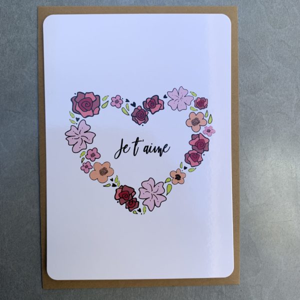 X-CARTE Carte rectangle  blanche " Je t'aime" par Petites pensées