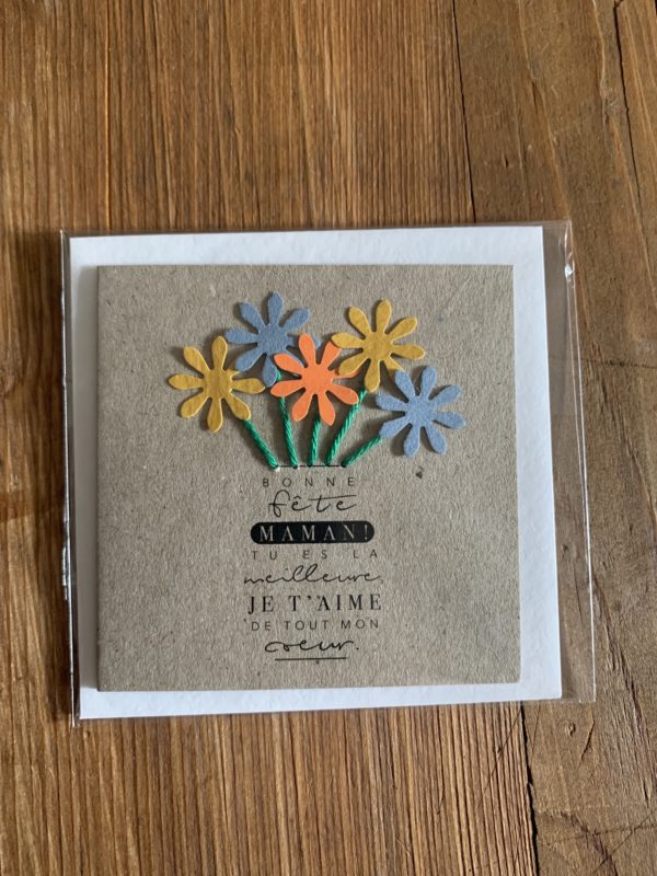 Carte de voeux carrée mini " Bonne fête maman" en Réalisée par Valérie.Art.Déco.Design