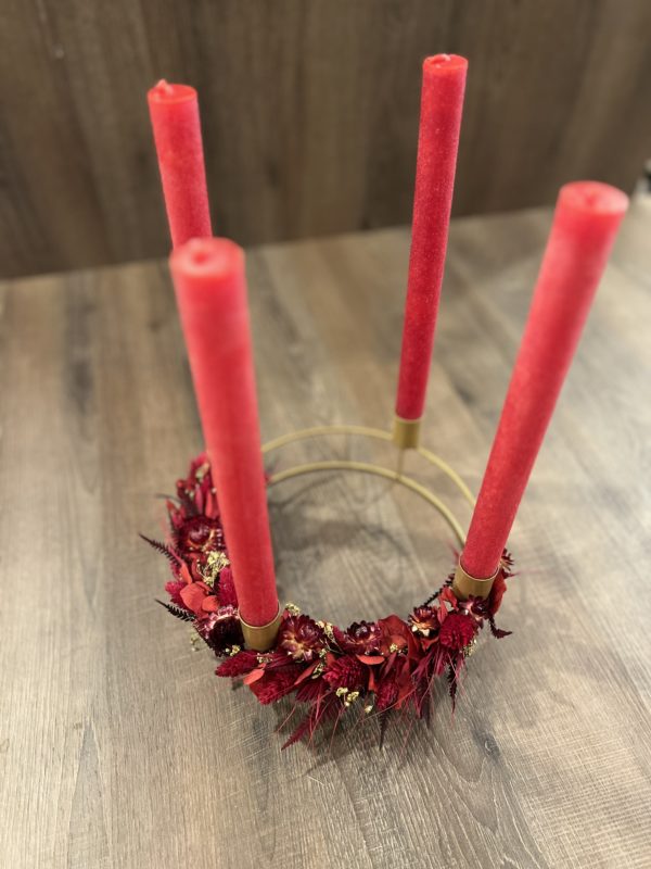 couronne de l’Avent tons rouge
