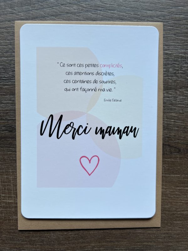 X-CARTE Carte rectangle  blanche" Merci Maman"  par Petites pensées