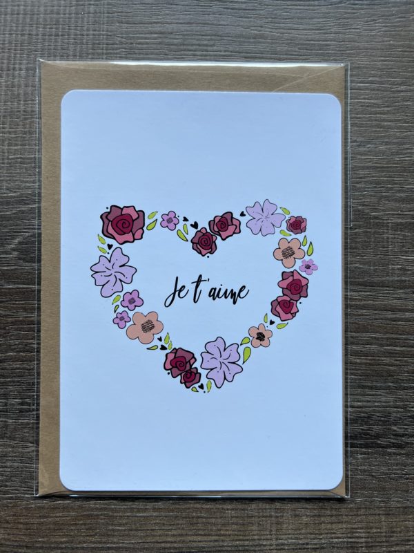 X-CARTE Carte rectangle  blanche " Je t'aime" par Petites pensées
