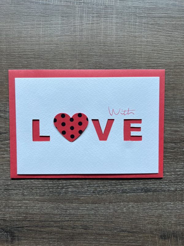 X-CARTE Carte de voeux rectangle " With love" en papier blanc,  par Valérie.Art.Déco.Design