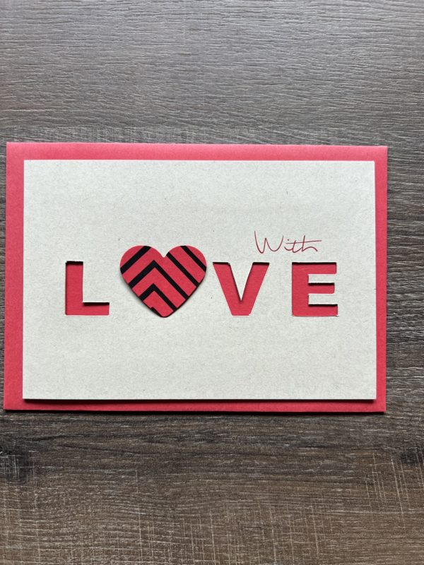 X-CARTE Carte de voeux rectangle " With love" en papier kraft par Valérie.Art.Déco.Design