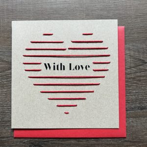 X-CARTE Carte de voeux carrée " with love" en papier kraft