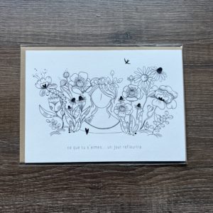 X-CARTE Carte rectangle  blanche  " ce que tu s’aimes " par Régine Dessine
