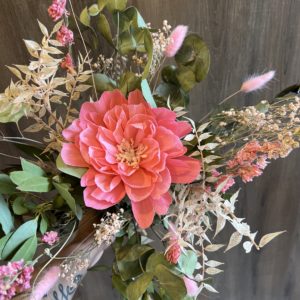 1 bouquet de fleurs séchées avec 1 pivoine éternelle rose en papier ( sans vase)